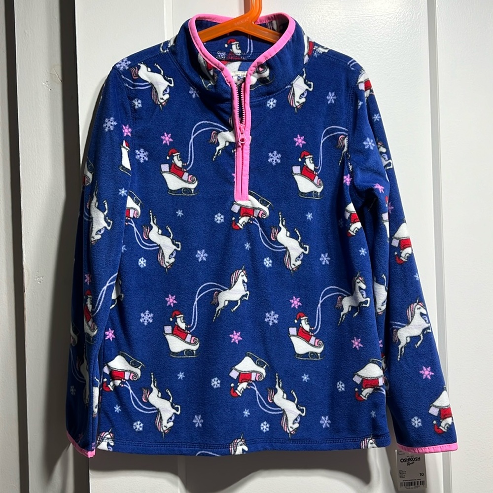 Osh Kosh B’gosh NWT half-zip fleece top in a holiday pattern